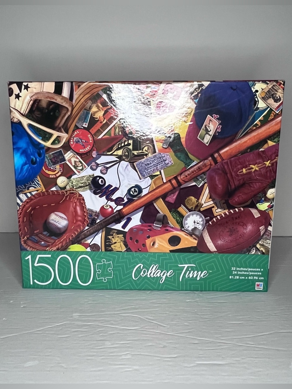 New Milton Bradley Collage Time Sport 1500 Pcs Jigsaw Puzzle Baseball Football